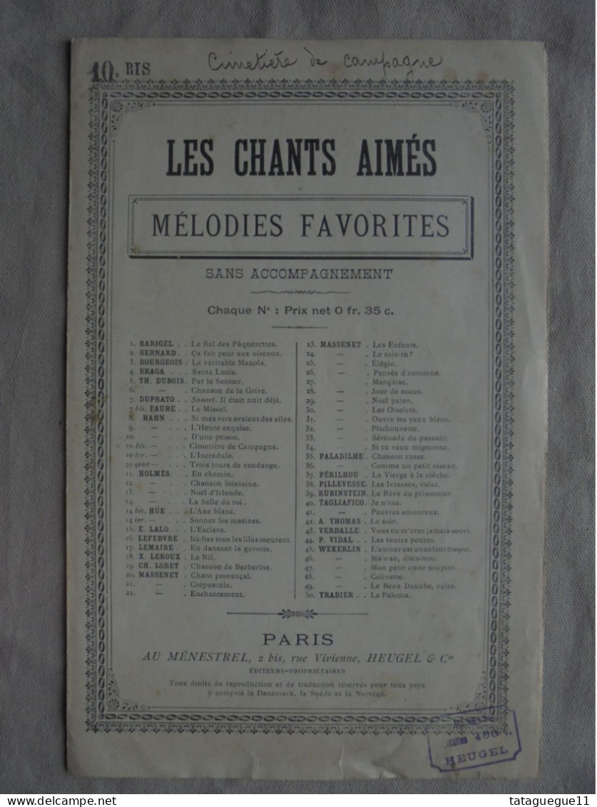 Ancien - Partition Cimetière De Campagne 1926 - Liederbücher