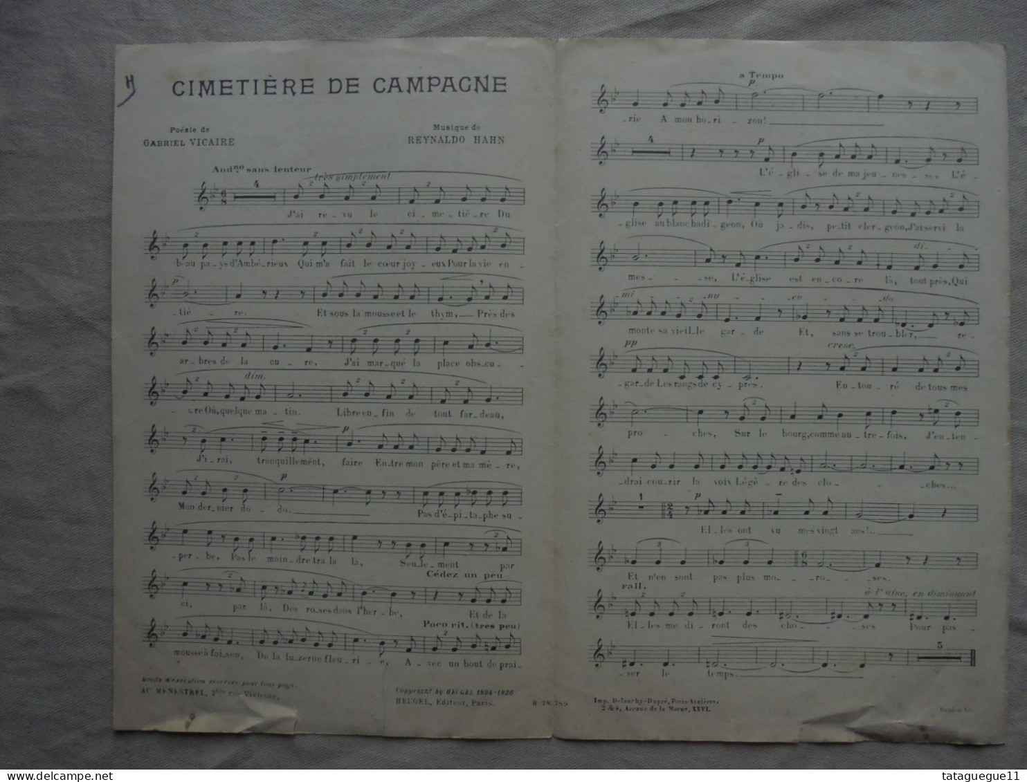 Ancien - Partition Cimetière De Campagne 1926 - Song Books