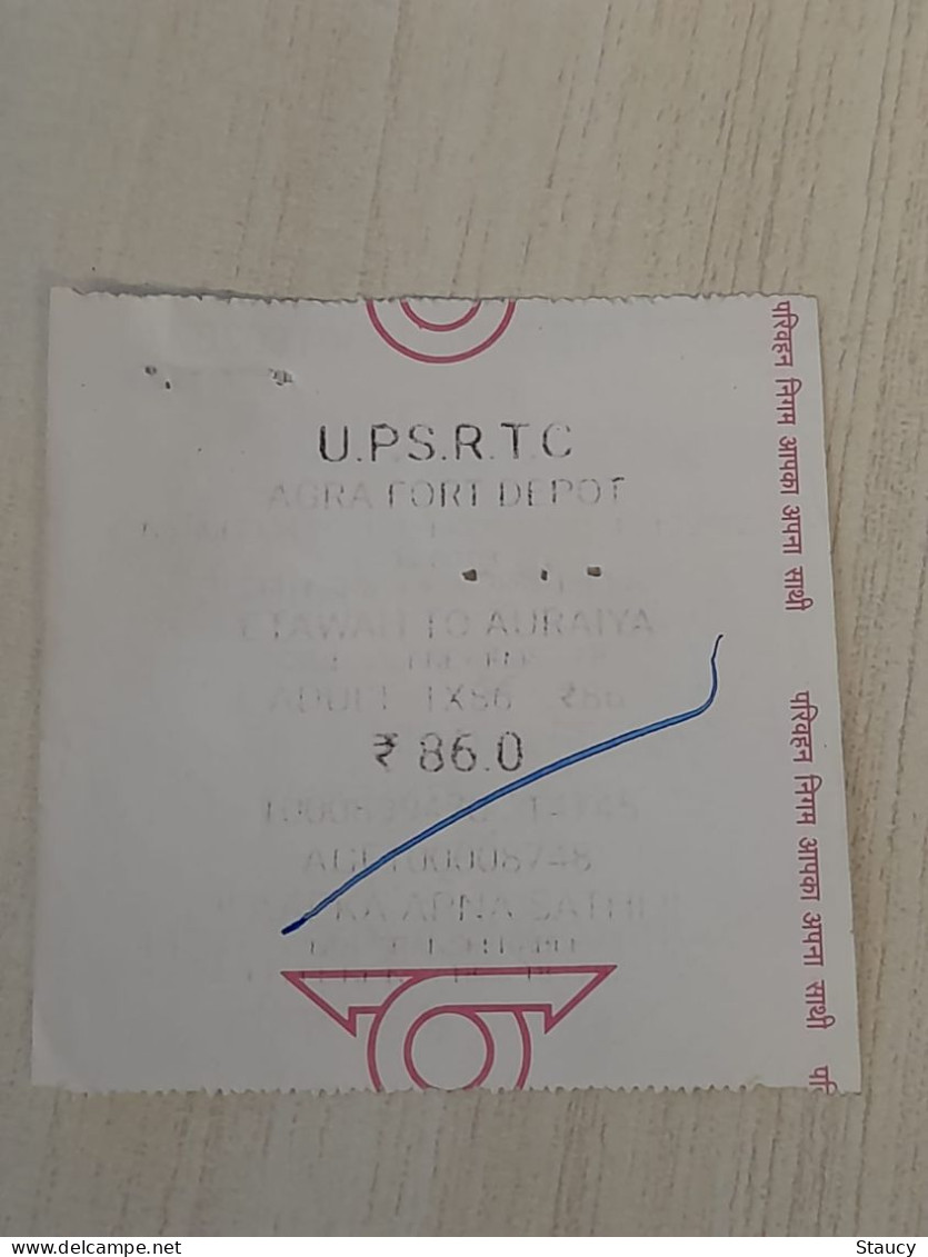 India Old / Vintage - U.P ROADWAYS BUS Ticket With U. P. S. R. T. C Logo As Per Scan - Welt