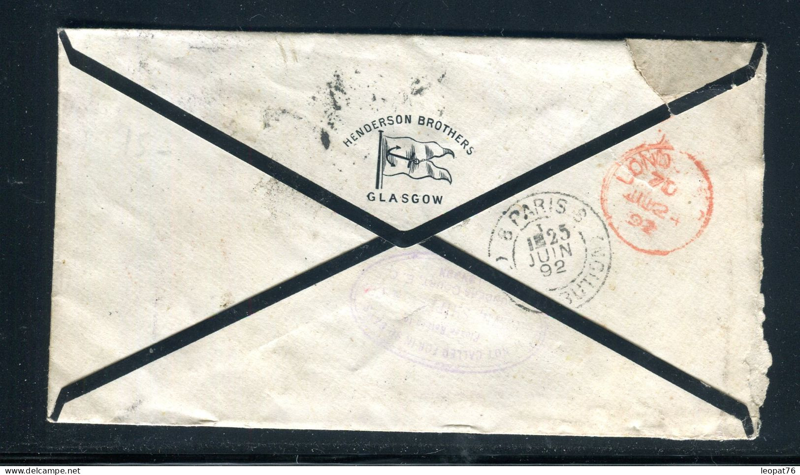 Grande Bretagne - Perforé Sur Enveloppe Commerciale De Glasgow Pour Londres Et Redirigé Vers Paris En 1892  - M 41 - Gezähnt (perforiert)