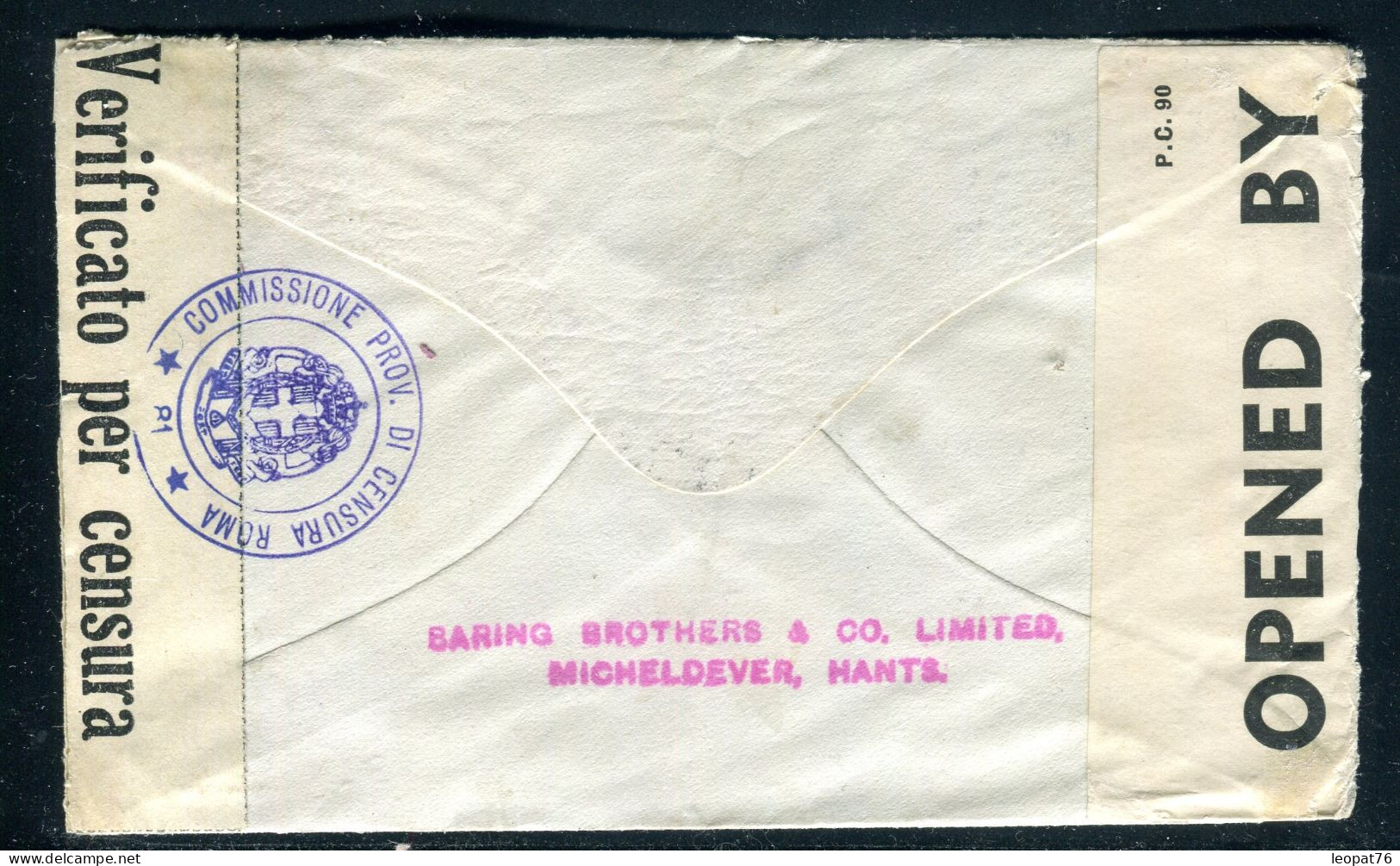 Grande Bretagne - Perforé Sur Enveloppe Commerciale De Micheldever Pour La Suisse En 1940 Avec Contrôles Postaux  - M 42 - Perfin