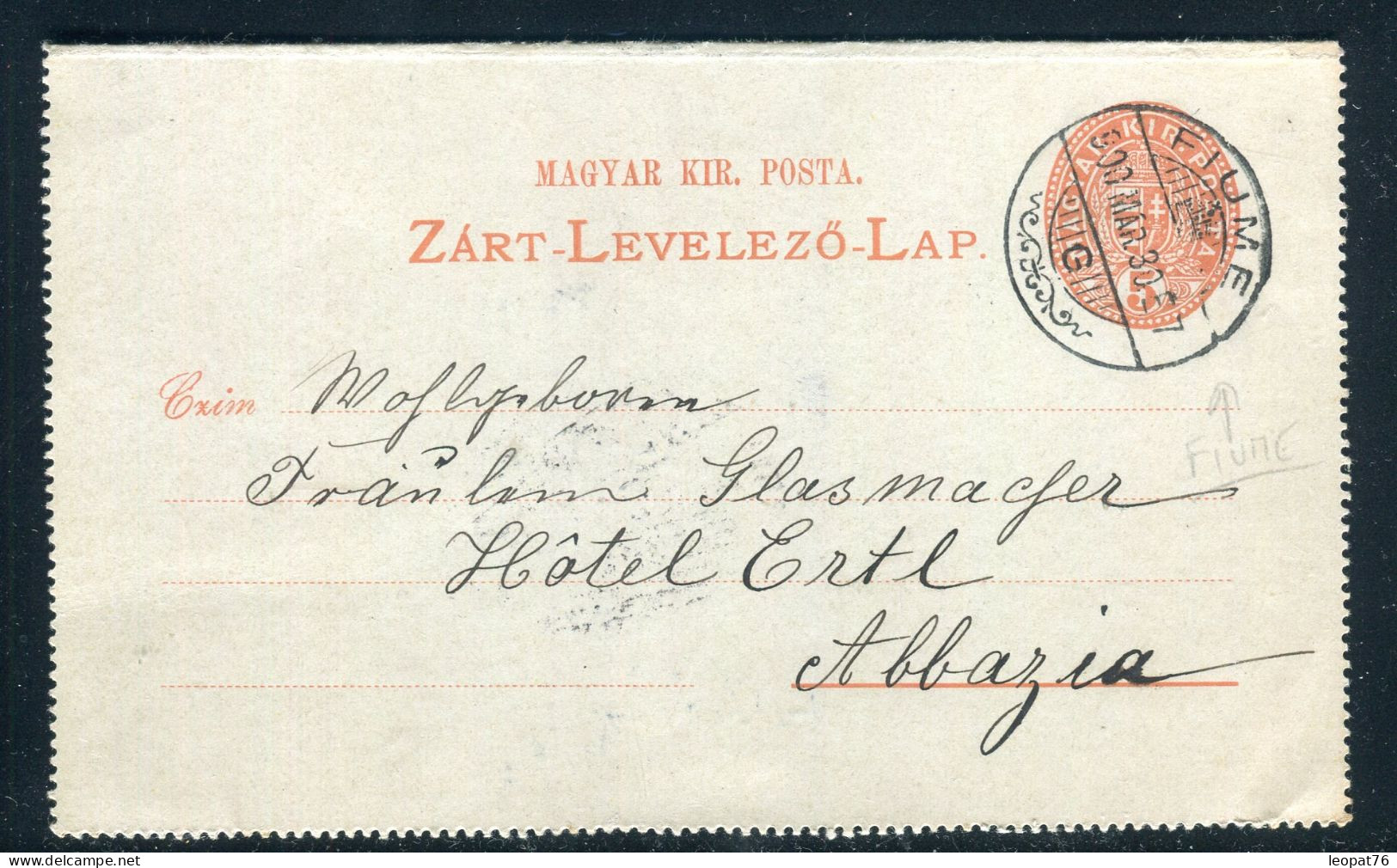 Hongrie - Entier Postal De Fiume Pour Abbazia En 1900  - M 47 - Enteros Postales