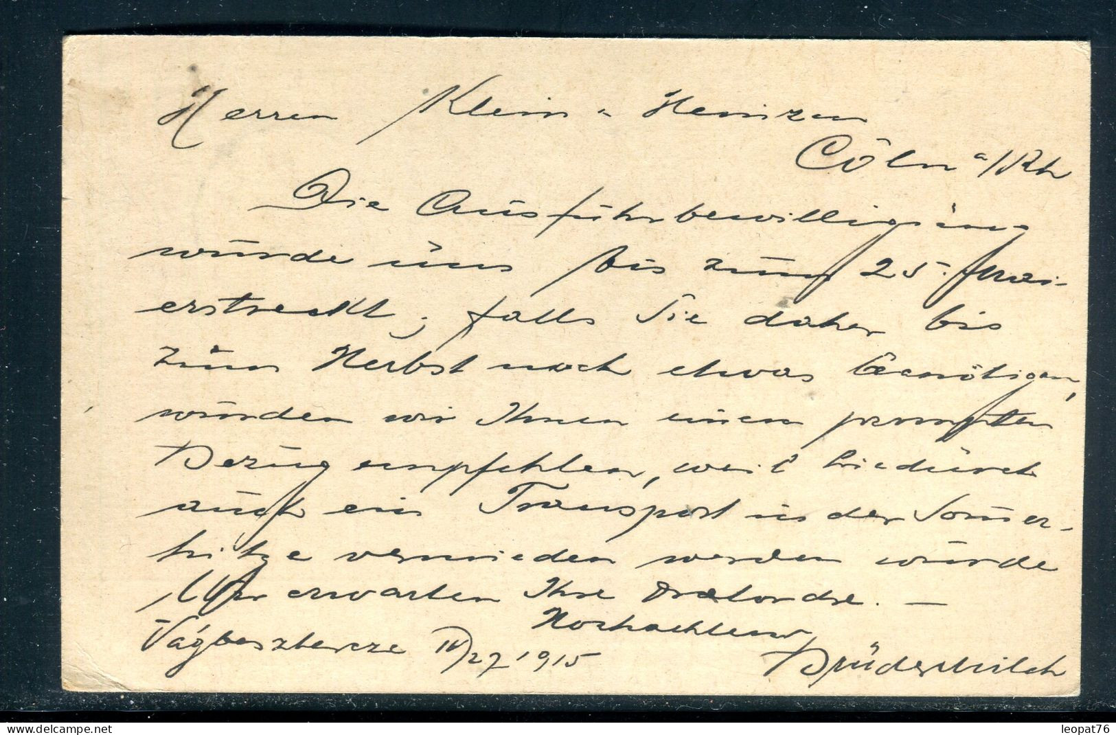 Hongrie - Entier Postal De Vagbesztercze Pour L'Allemagne En 1915  - M 50 - Ganzsachen