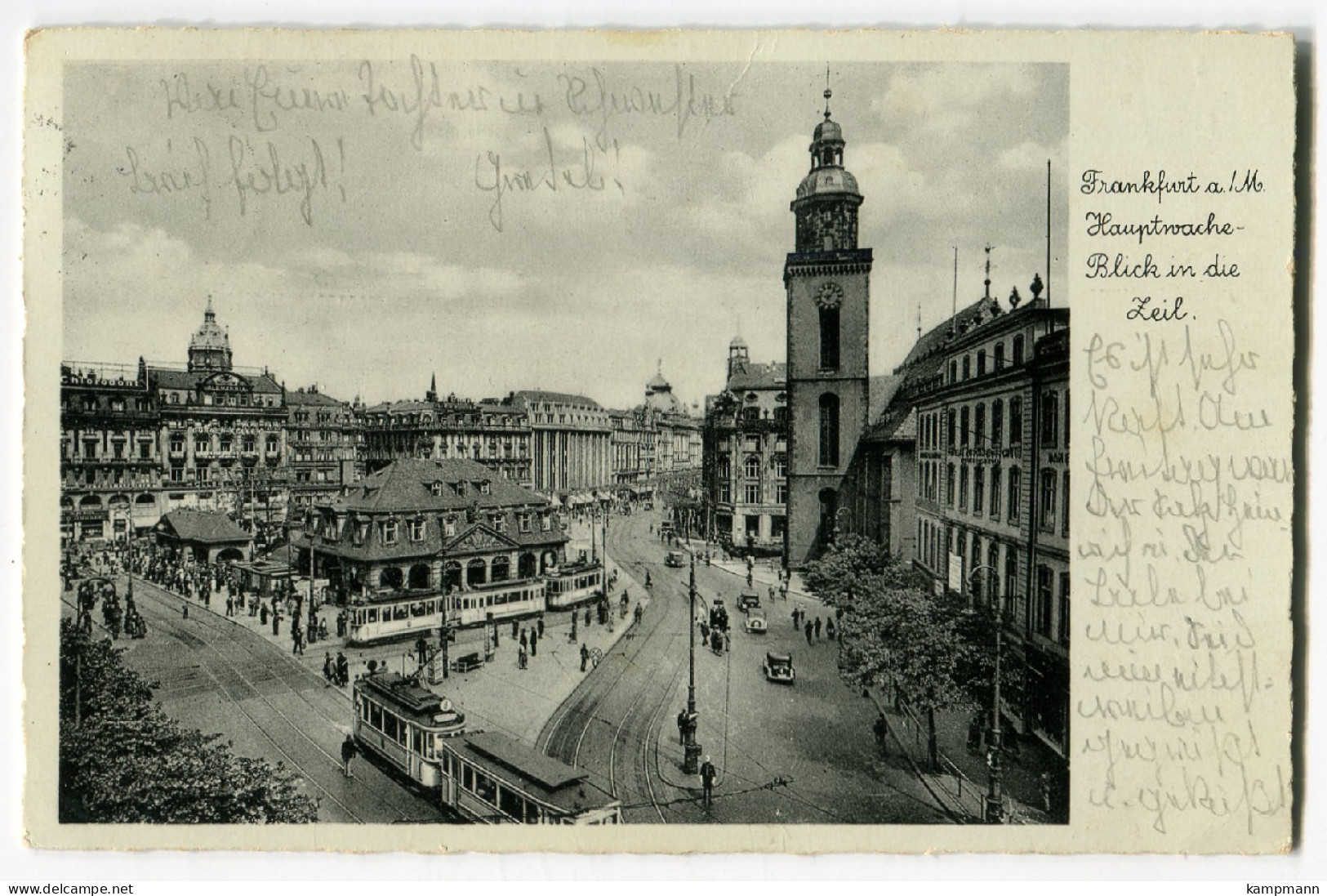 Tram/Straßenbahn Frankfurt/Main,Hauptwache,1938  Gelaufen - Strassenbahnen
