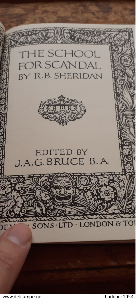 The School For Scandal R.B. SHERIDAN Dent Et Sons 1933 - Autres & Non Classés
