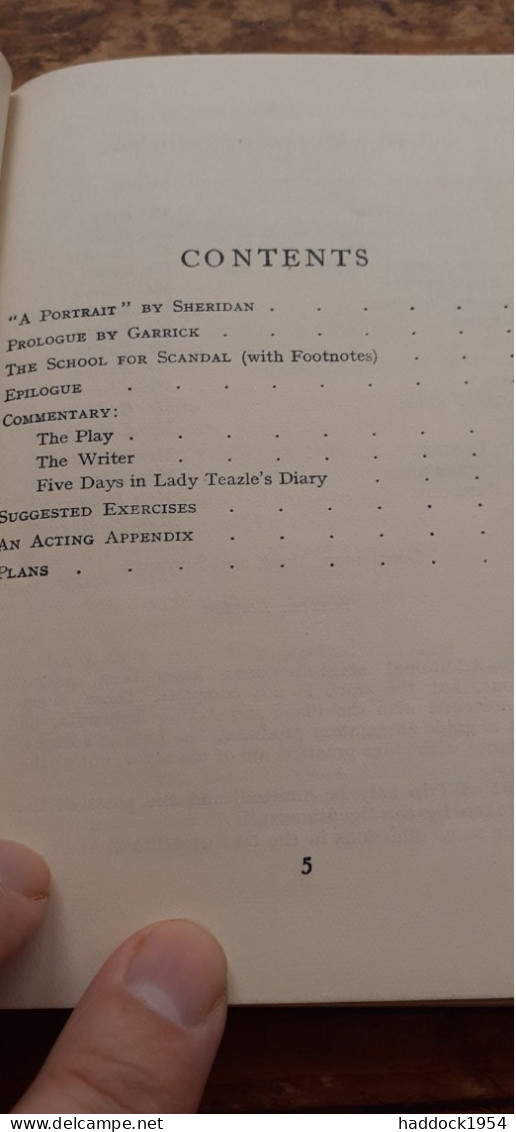 The School For Scandal R.B. SHERIDAN Dent Et Sons 1933 - Autres & Non Classés