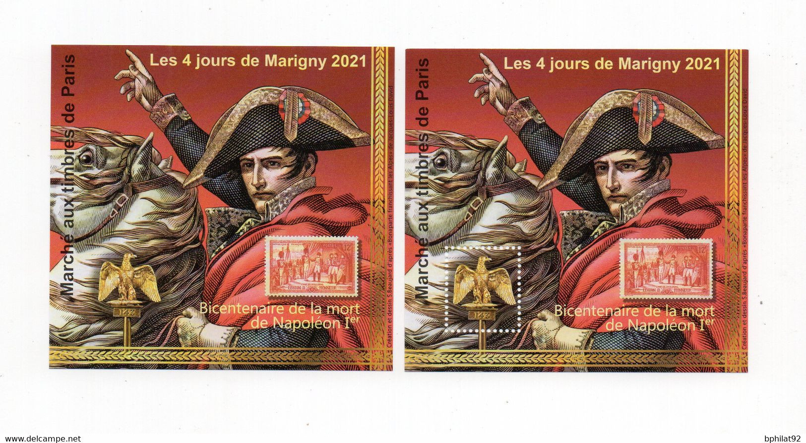 !!! LES 2 BLOCS DU CARRE MARIGNY 2021 ** BICENTENAIRE DE LA MORT DE NAPOLEON - Carré Marigny