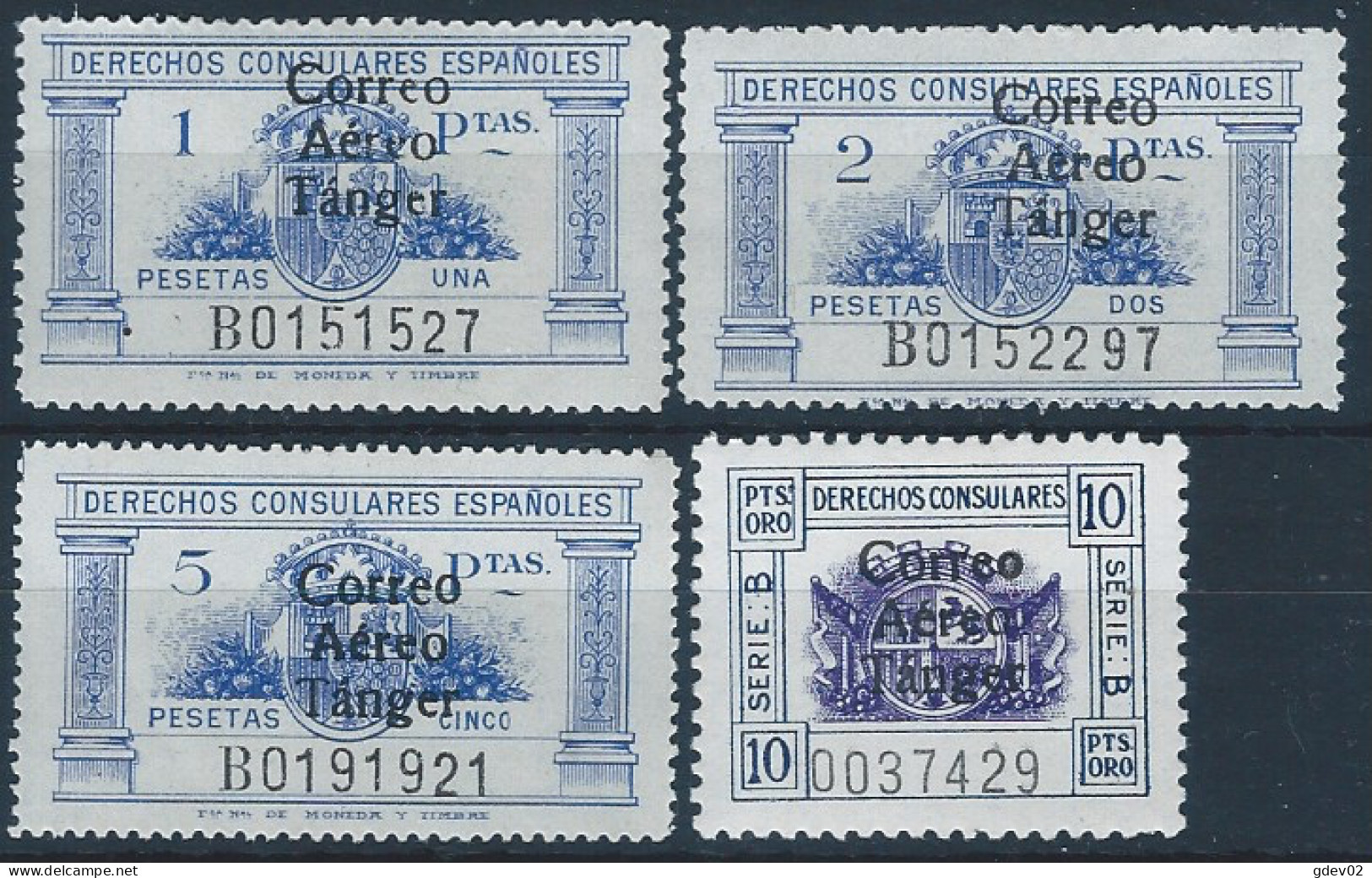 TA147SCCF-L4274PC-TESPSERVUI.Maroc.Marocco.TANGER ESPAÑOL.CONSULARES.AEREOS 1926  (Ed 147/0*) Con Charnela.MUY BONITO - Officials