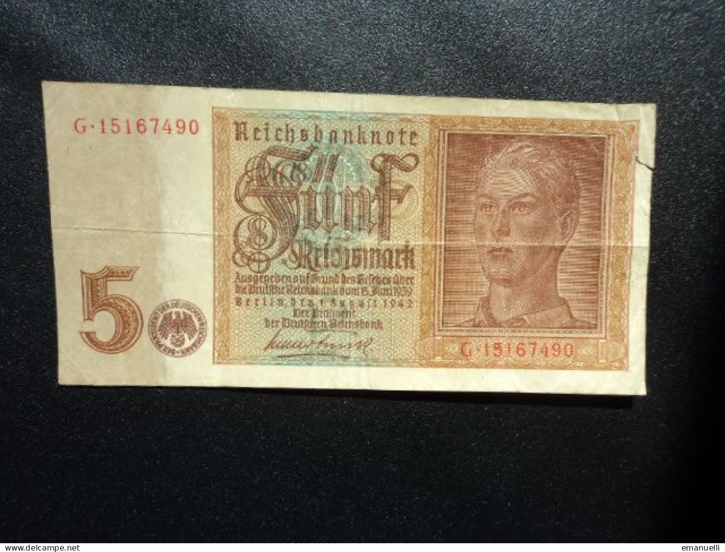 ALLEMAGNE : 5 REICHSMARK   1.8.1942    CA 179.b * / P 186b     Presque TTB ** - 5 Reichsmark