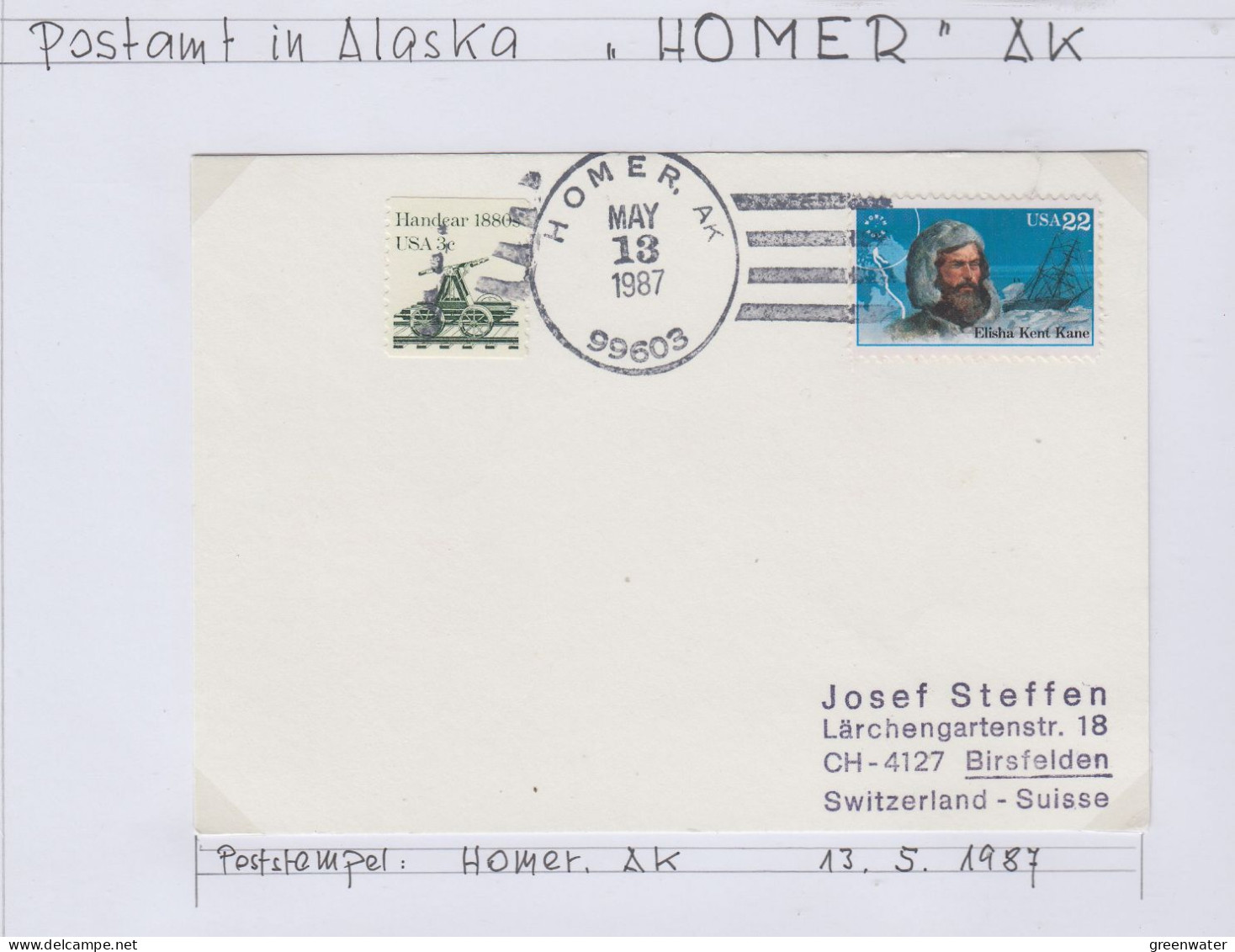 USA  Alaska  Ca Homer  Ca Homer  MAY 13 1987 (BS166) - Scientific Stations & Arctic Drifting Stations