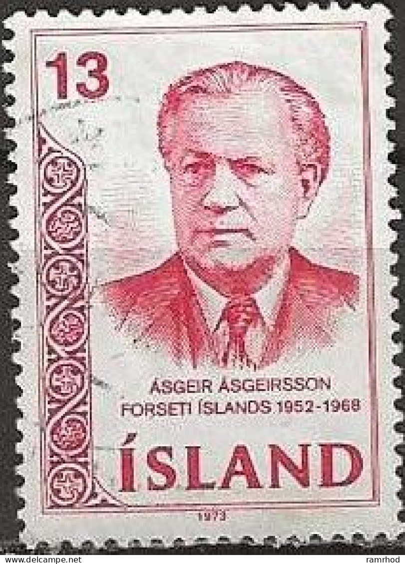 ICELAND 1973 Fifth Death Anniversary Of Asgeir Asgeirsson (politician) - 13k - President Asgeirsson FU - Gebraucht