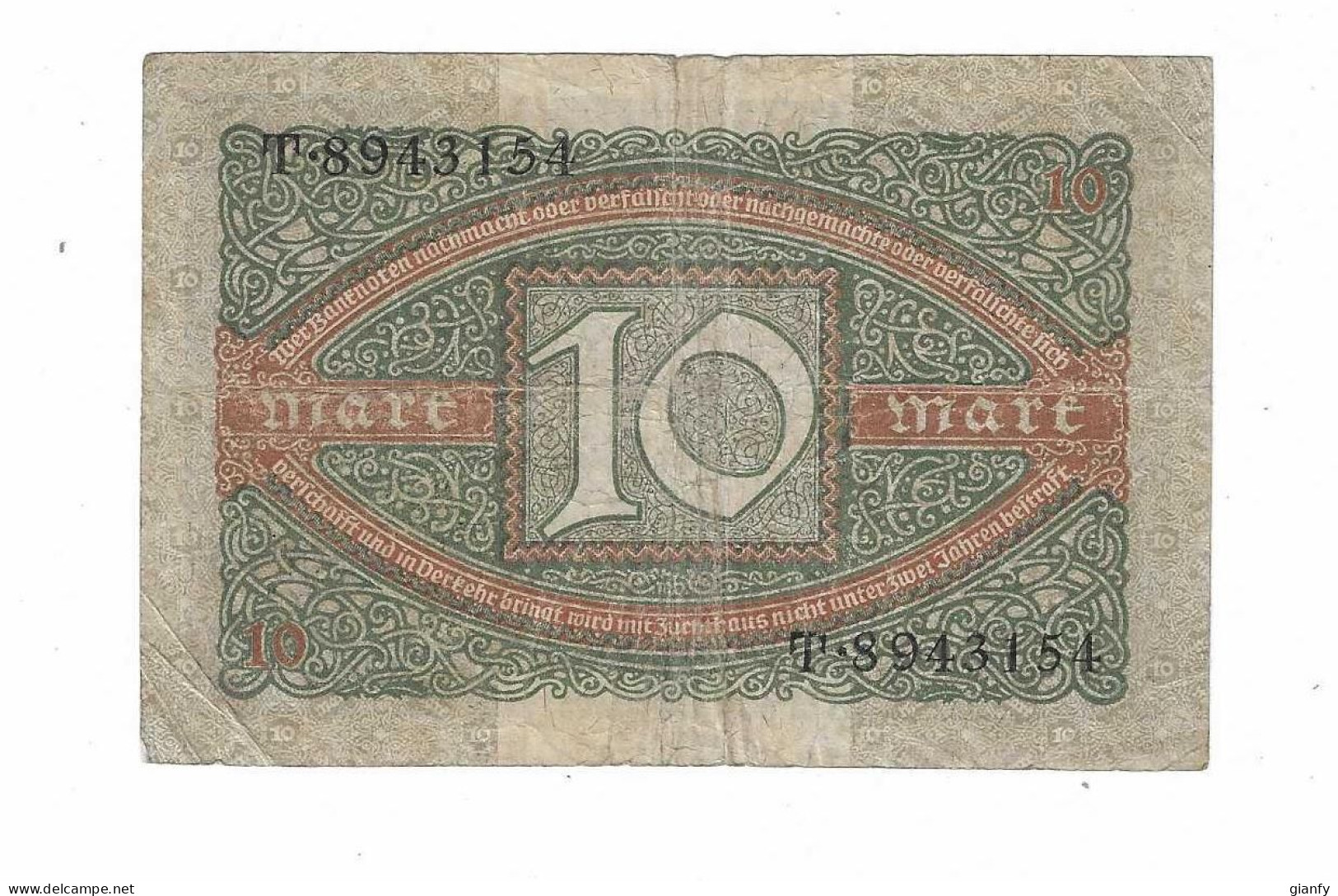 GERMANIA 10 MARK 1920 - 10 Mark