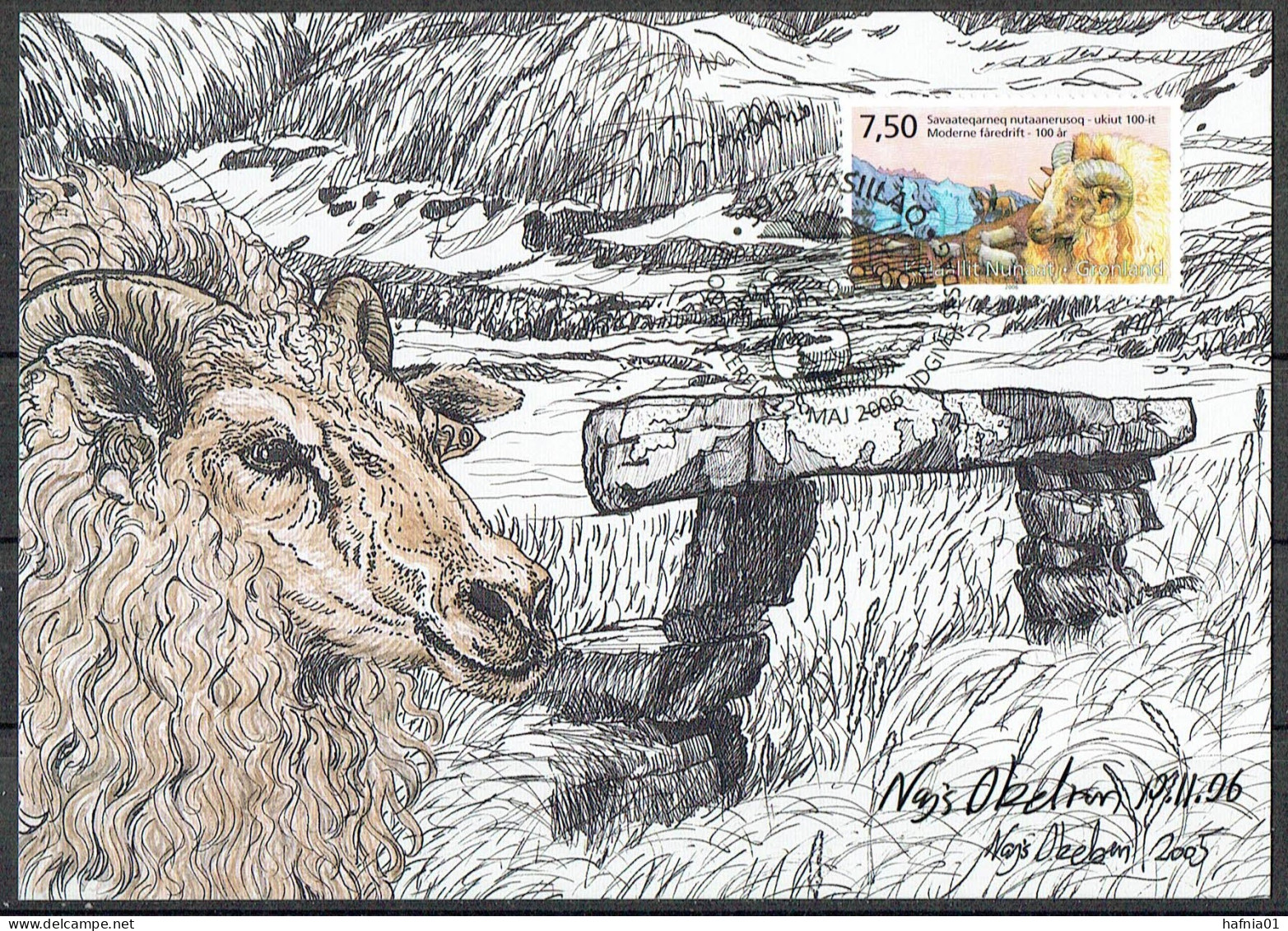 Greenland 2006. 100 Anniv Sheep Breeding. Michel 470 Maxi  Card. Signed. - Cartes-Maximum (CM)