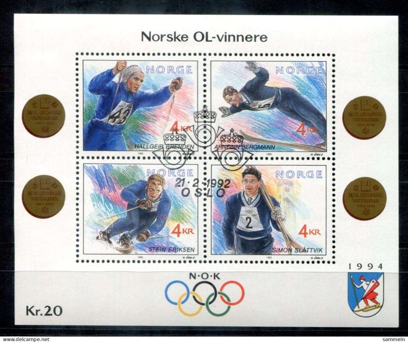 NORWEGEN - Block 17, Bl.17 Canc. - Olympiasieger, Olympic Champions Olympique - NORWAY / NORVÈGE - Blocs-feuillets
