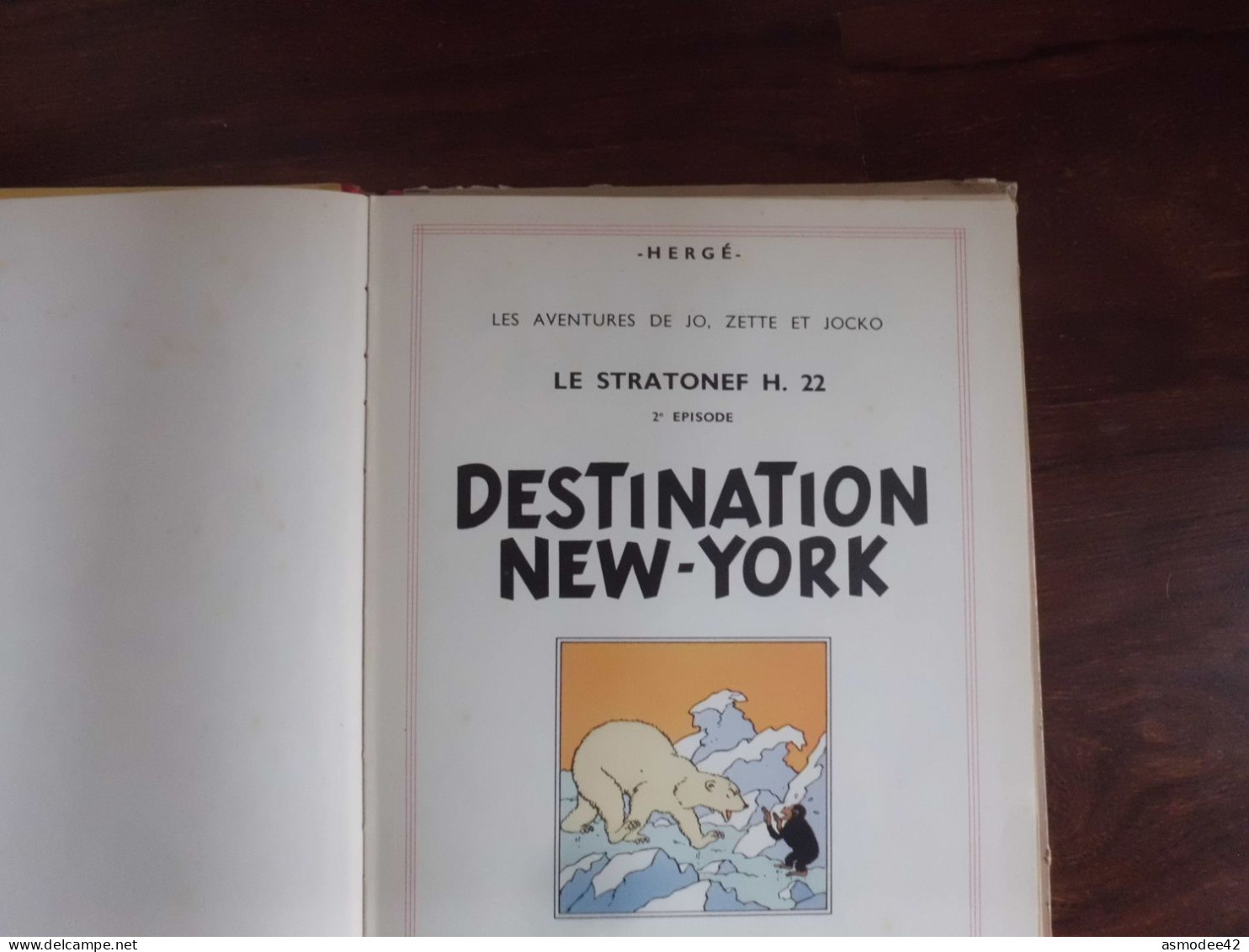 JO  ZETTE ET JOCKO   HERGE LE STRATONEF DESTINATION NEW YORK  E O 1951    ETAT   MOYEN