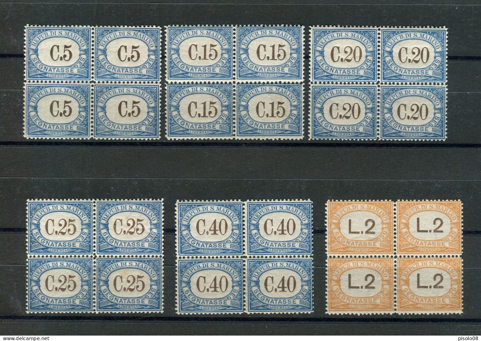 SAN MARINO 1939 SEGNATASSE SERIE CPL. QUARTINA ** MNH - Timbres-taxe