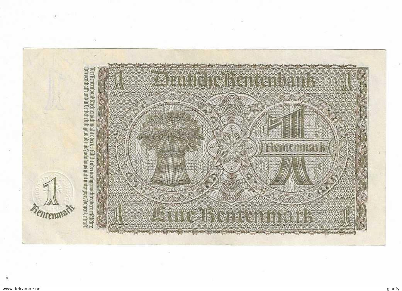 GERMANIA 1 RENTENMARK 1937 - Sonstige & Ohne Zuordnung