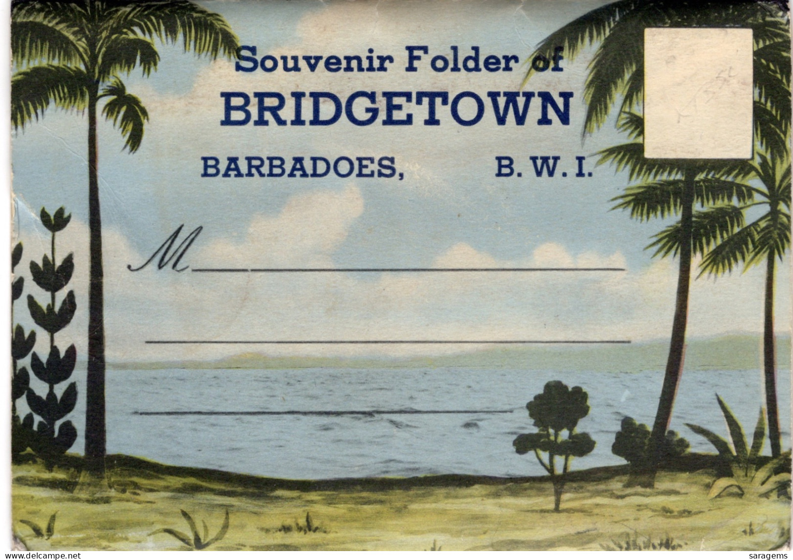Bridgetown,Barbados-Linen Postcard Folder, 15 Views 1940s - Antique Postcard - Barbades