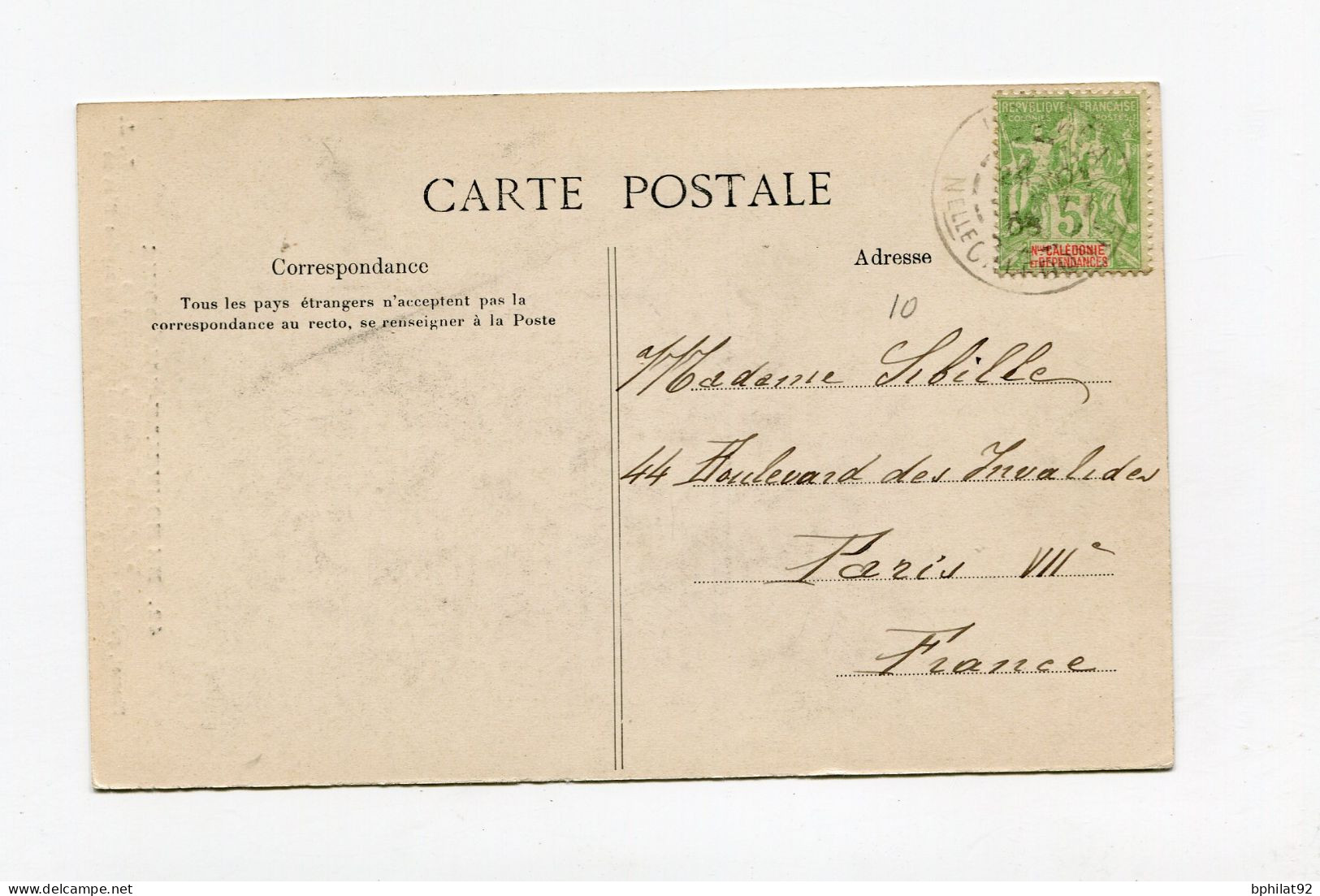 !!! NVELLE CALEDONIE, CPA DE TYPES INDIGENES CACHET DE NOUMEA DE 1905 POUR PARIS - Briefe U. Dokumente