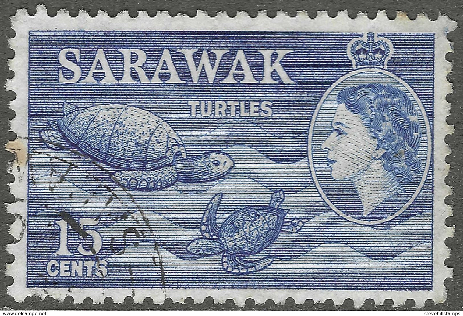 Sarawak. 1955-59 QEII. 15c Used. Mult Script CA W/M SG 195 - Sarawak (...-1963)