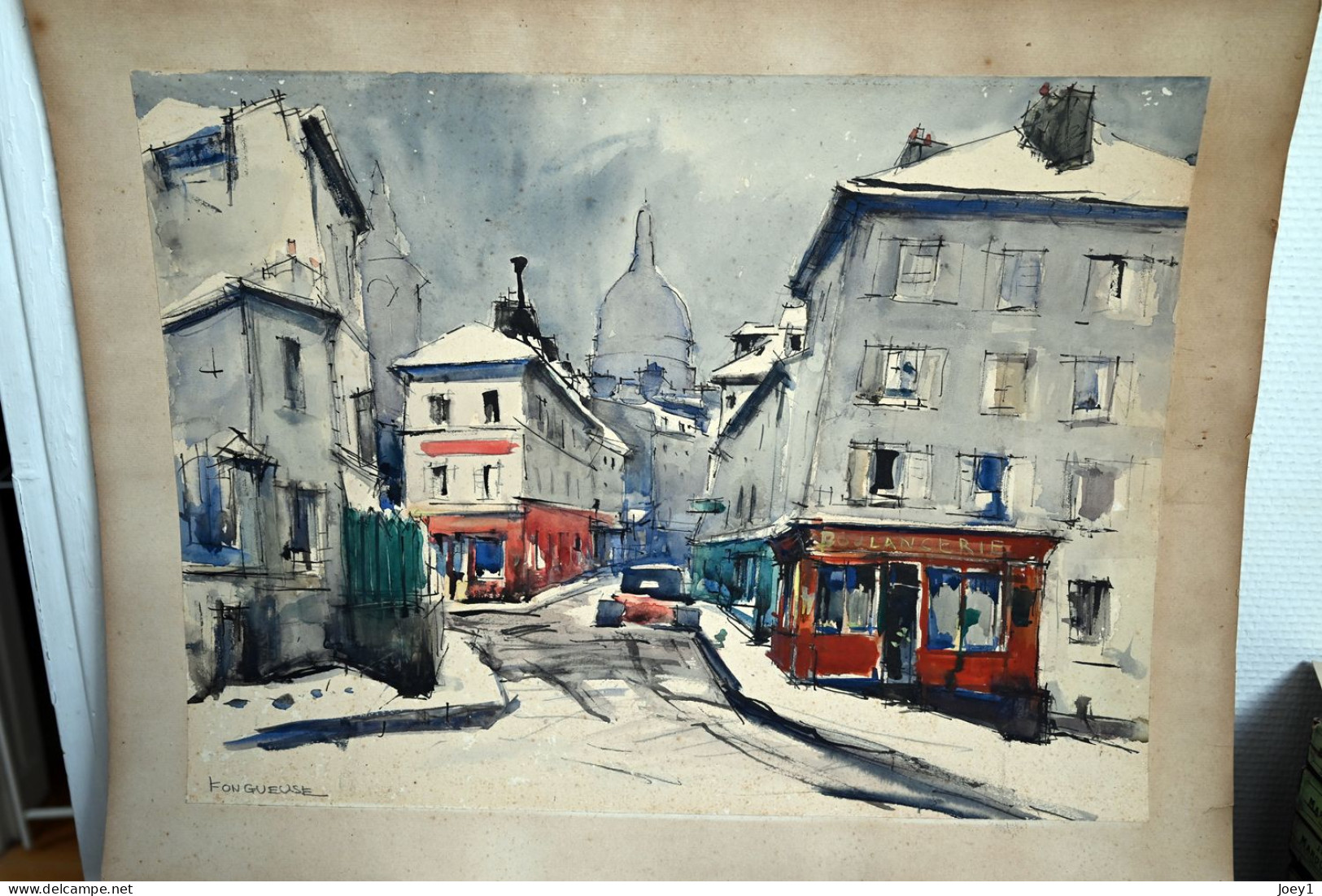 Tableau Maurice Fongueuse Montmartre Dimensions Peinture 37cm/50cm - Acquarelli