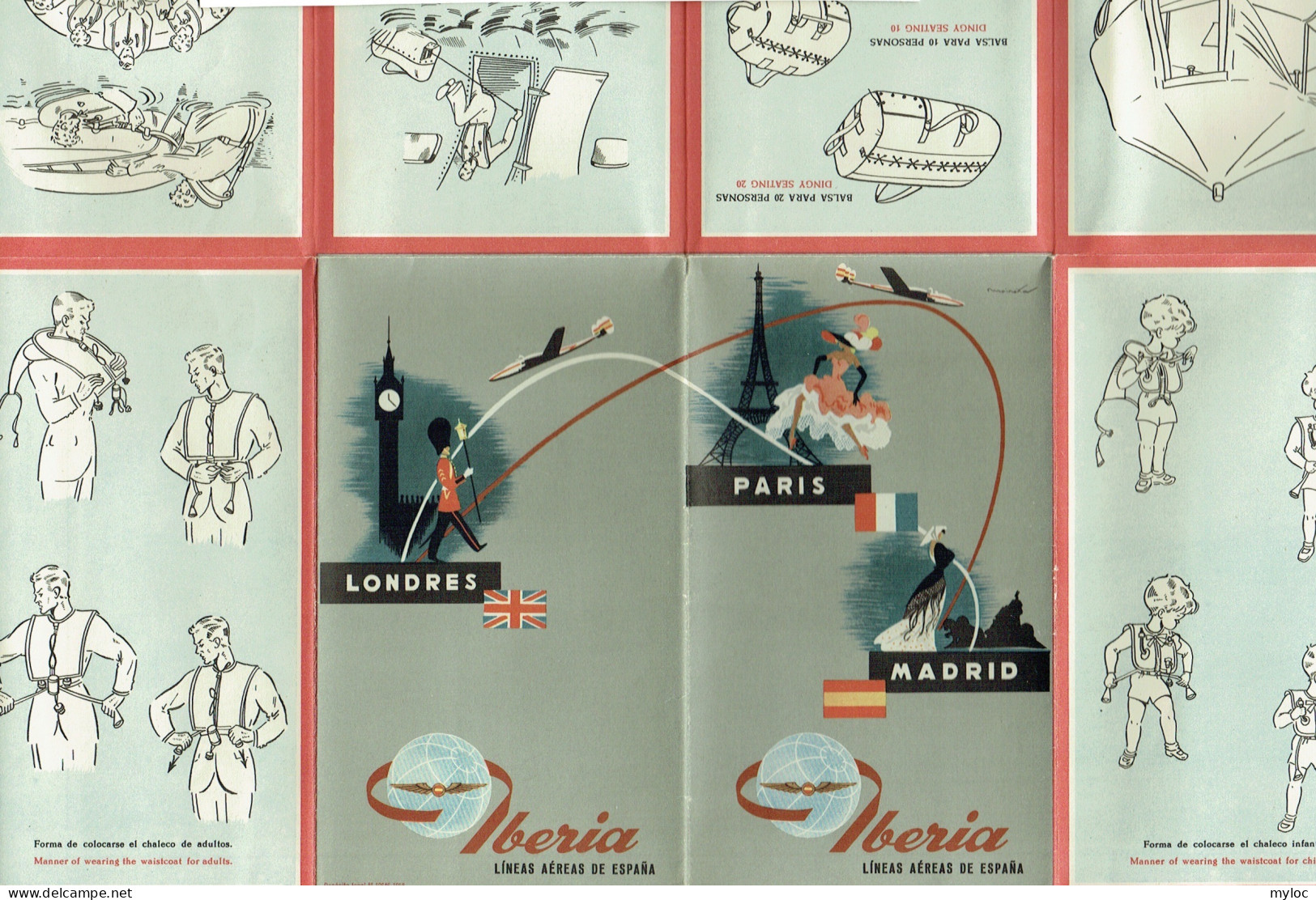 Aviation. IBERIA. Paris - Madrid -Londres. 1958. Lineas Aéreas De Espana. - Werbung
