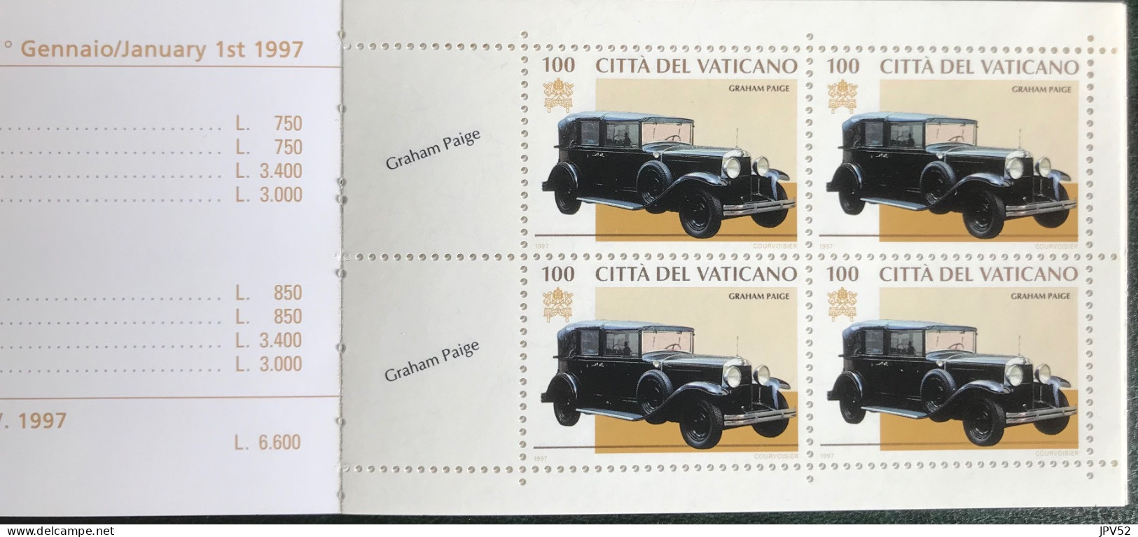 Città Del Vaticano - Vaticaanstad - VEL1/26 - 1997 - MNH - Michel PB6 - Voertuigen Van De Paus - Booklets