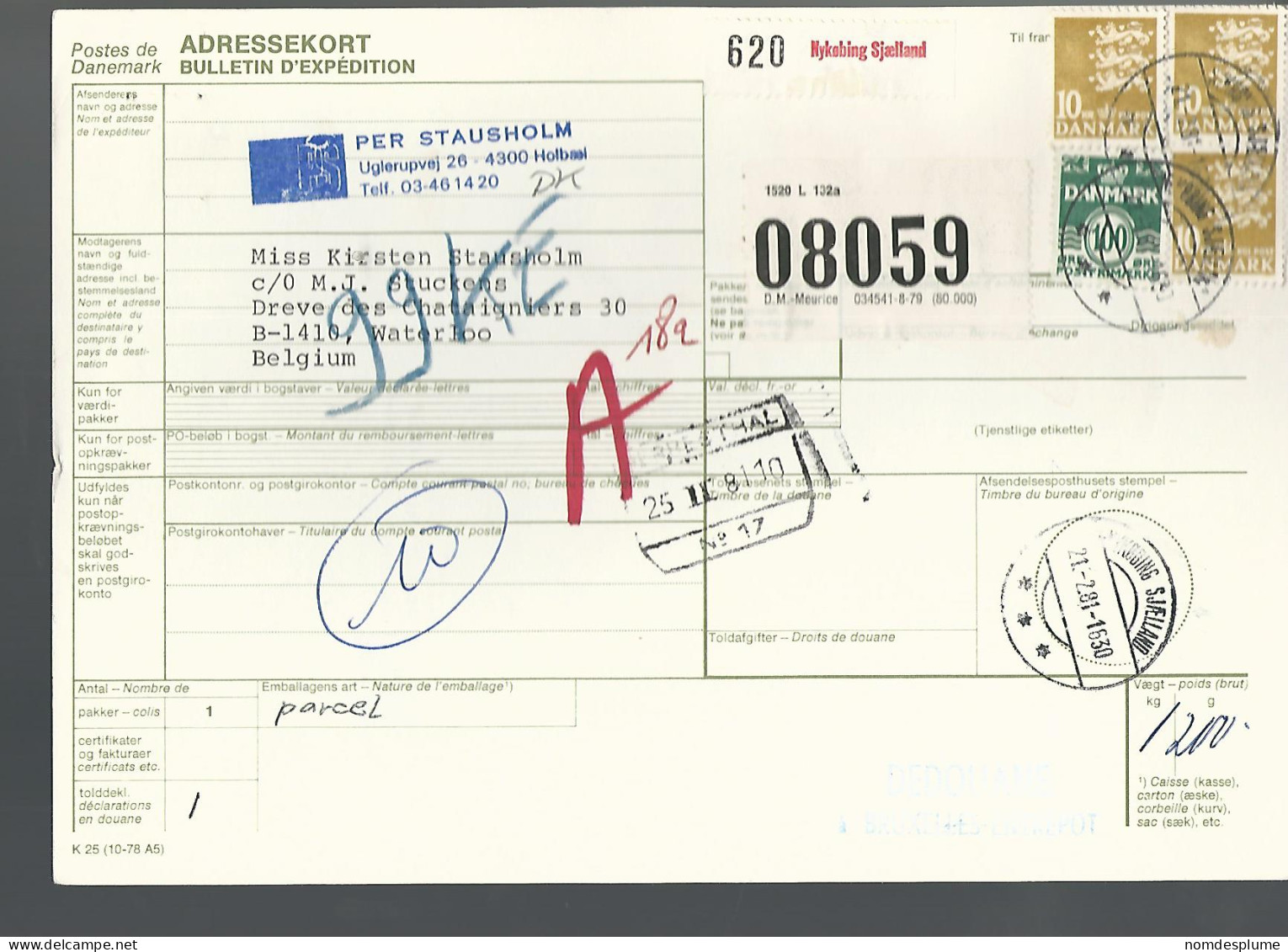 58435) Denmark Addressekort Bulletin D'Expedition 1981 Postmark Cancel - Brieven En Documenten