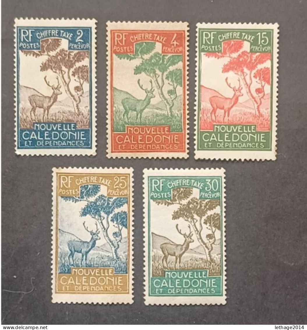 COLONIE FRANCE NOUVELLE CALEDONIE 1948 SERIE COURANTE CAT YVERT N 26-27-30-32-33 MNH-MNHL-MNG - Oblitérés