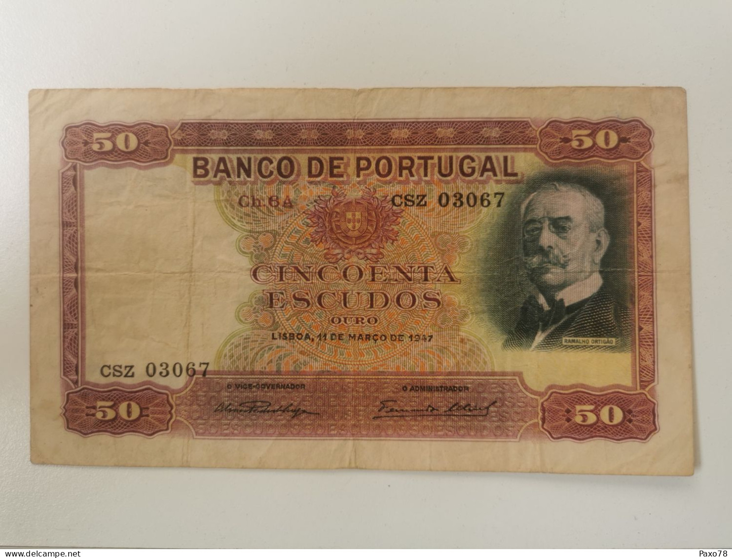 Portugal, 50 Escudos 1947. Ramalho Ortigâo - Portugal