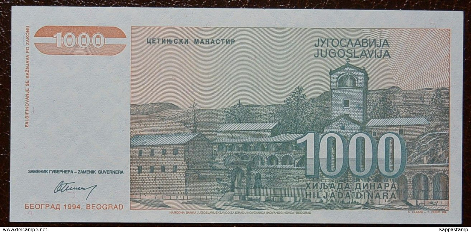 JUGOSLAVIA 1000 DINARA TIPO I  P-140a UNC FDS.PREFIX AA (B/1-30 - Yougoslavie