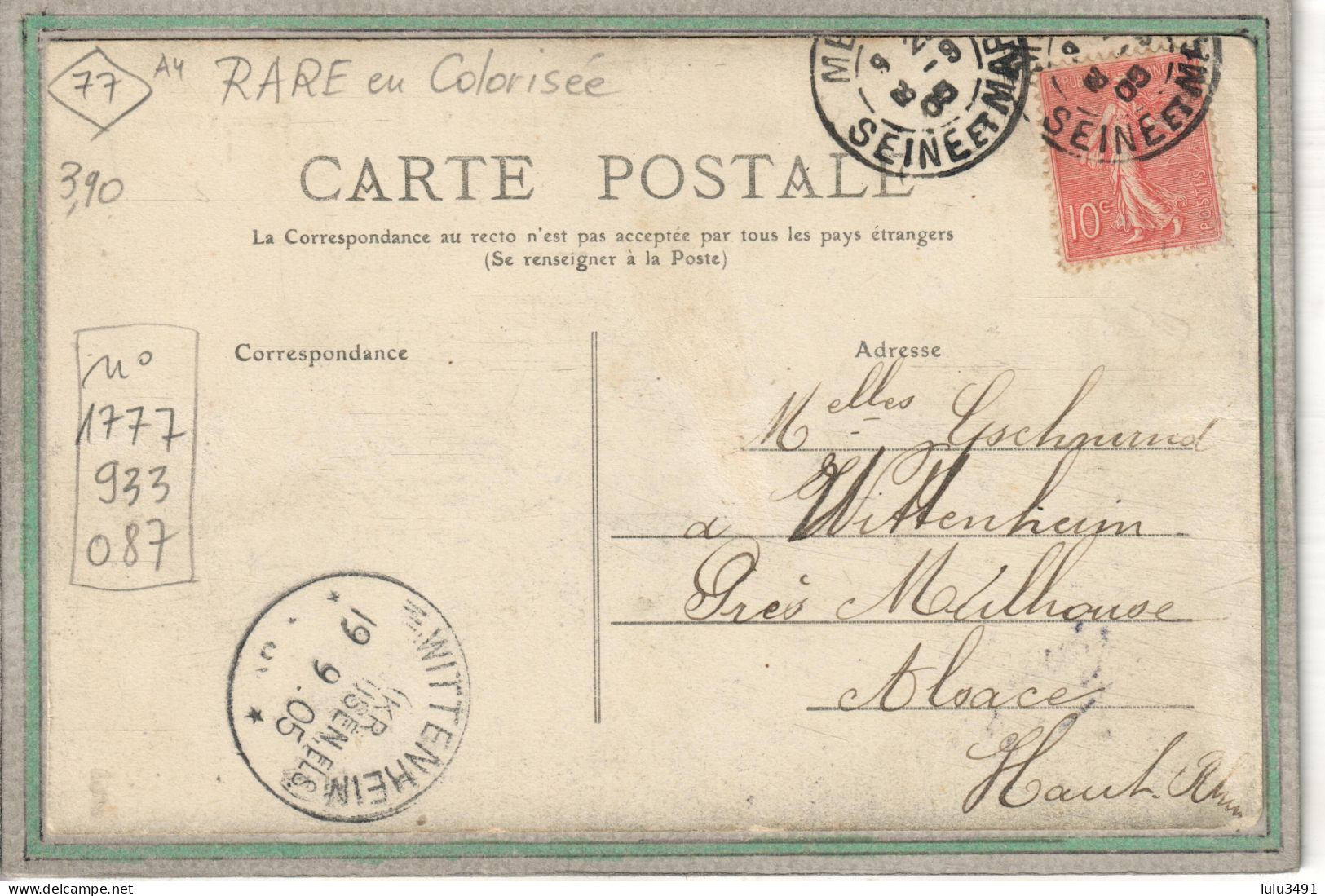 CPA (77) VILLENOY - Mots Clés: Canal De L'Ourcq, Chemin De Halage, écluse, Péniche, Carte Colorisée - 1905 - Villenoy