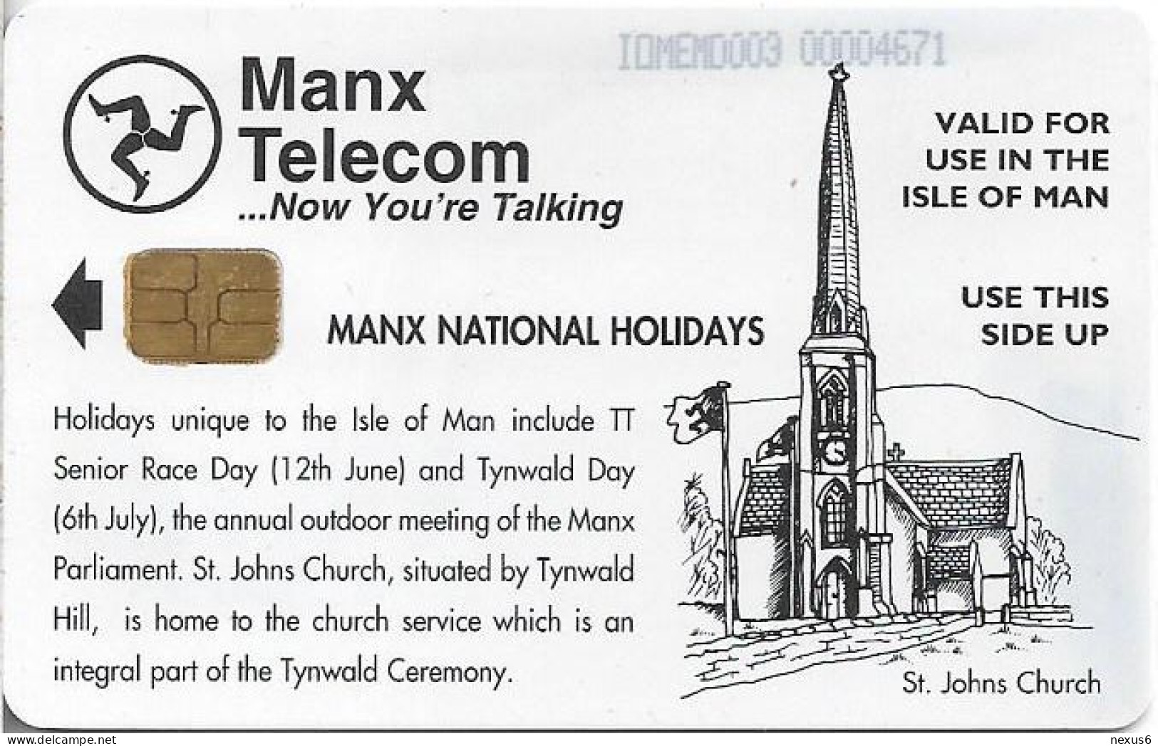 Isle Of Man - Chip - Calendar 1998 - Manx National Holidays, 55U, 1997, 6.000ex, Used - Man (Eiland)