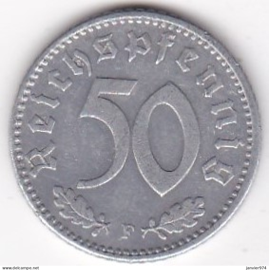 50 Reichspfennig 1935 F Stuttgart, En Aluminium.  - 50 Reichspfennig