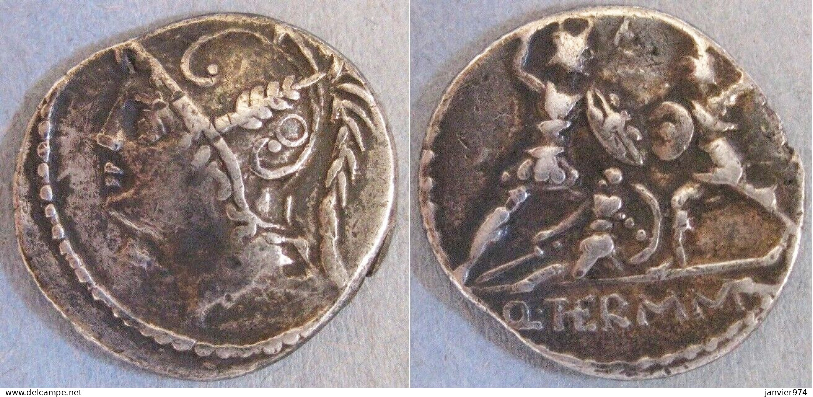 Monnaie Romaine En Argent ,MINUCIA 103 Av. JC , Denier D’Argent , Rome, Tête à Gauche. - Republiek (280 BC Tot 27 BC)