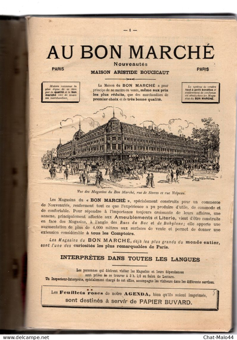 Le Bon Marché, Paris. Agenda-Buvard. Année 1900. Agenda Toilé Vert Sans Annotation Manuscrite - Terminkalender Leer
