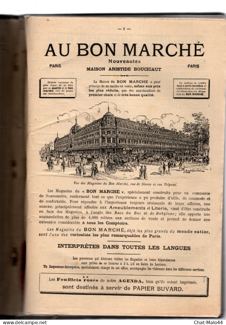 Le Bon Marché, Paris. Agenda-Buvard. Année 1900. Agenda Toilé Vert Sans Annotation Manuscrite - Agende Non Usate