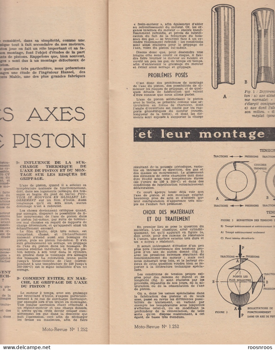 MOTO REVUE N° 1252 - 1955 -  L'AXE DE PISTON ET SON MONTAGE - Motorrad