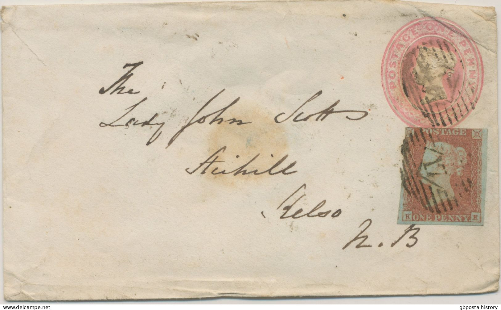 GB LONDON Inland Office „17“ Numeral Postmark (Parmenter 17E) On Fine QV 1d Pink Postal Stationery Envelope LADY SCOTT - Lettres & Documents