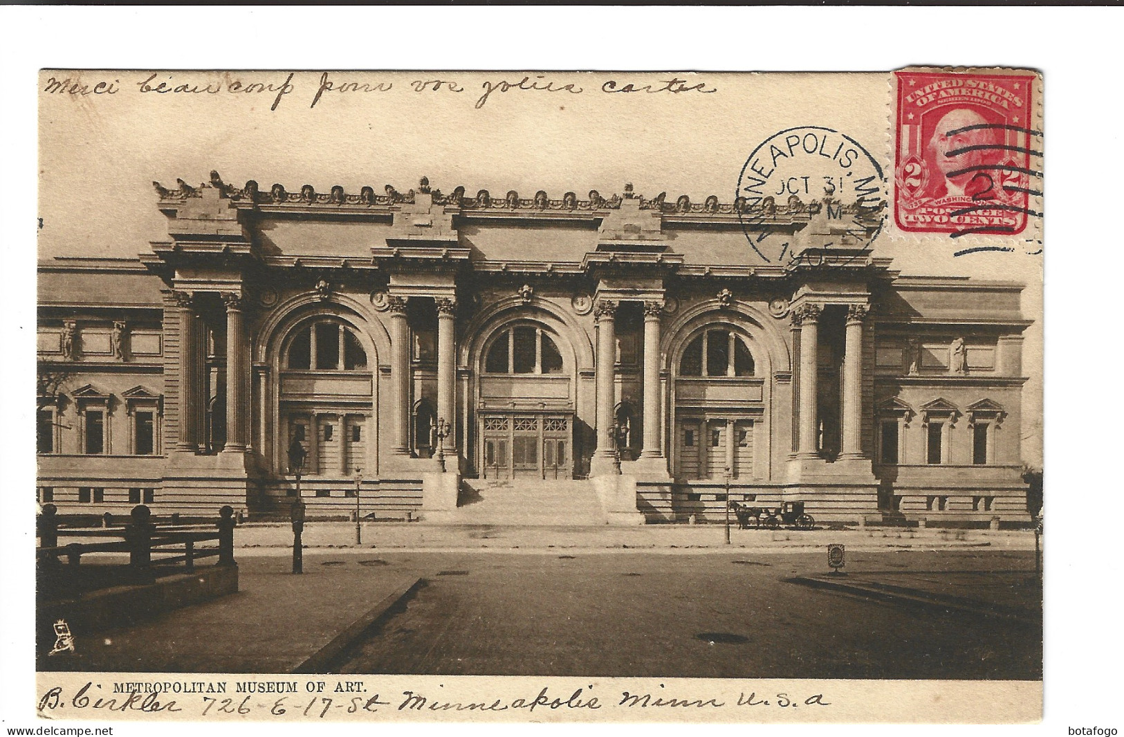 CPA METRPOLITAN MUSEUM OF ART ,   (voir Timbre) En 1905! - Minneapolis