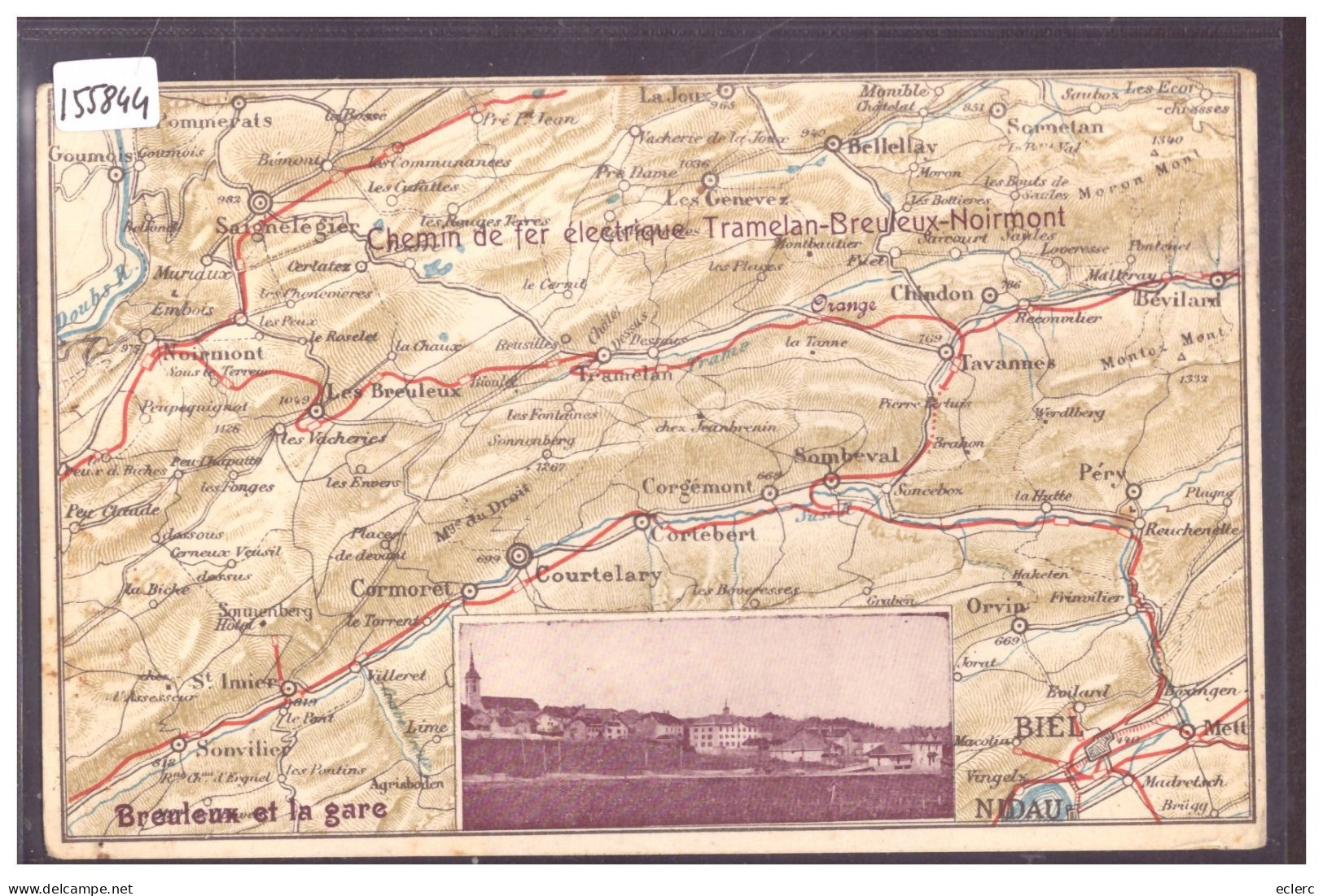 LES BREULEUX - LA GARE - CARTE DU CANTON DU JURA - B ( MINI PLI D'ANGLE ) - Les Breuleux