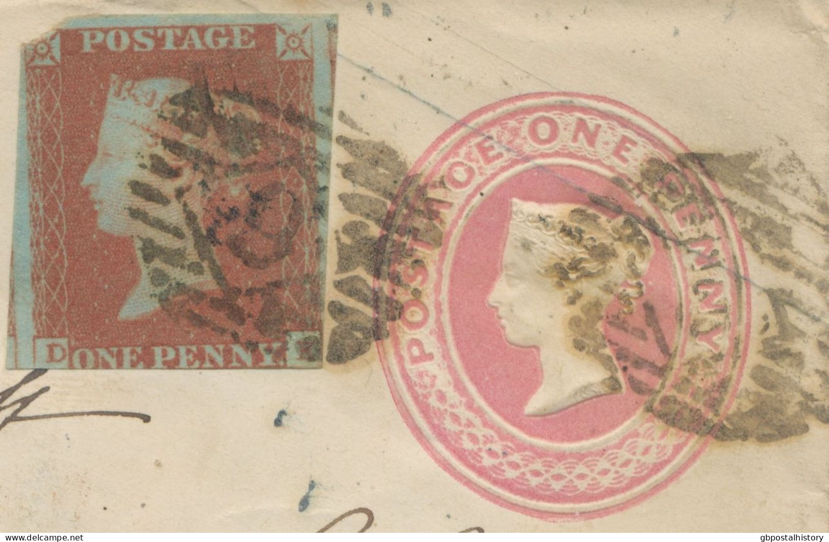 GB LONDON Inland Office „9“ Numeral Postmark (Parmenter 9B) On VF QV 1d Pink Postal Stationery Env Uprated W 1d LE LADY - Cartas & Documentos