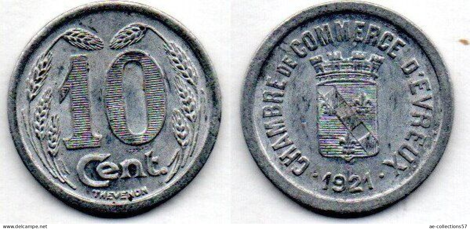 MA 22673 / Evreux 10 Centimes 1921 SUP - Monétaires / De Nécessité
