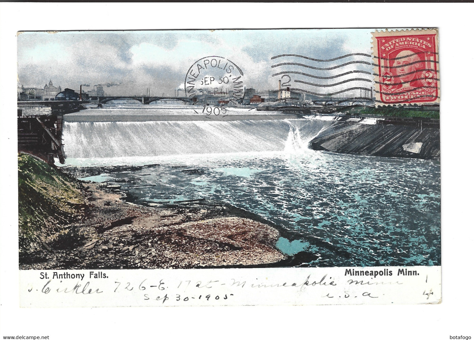CPA  ST ANTHONY FALLS,  MINNEAPOLIS En 1905!  (voir Timbre) - Minneapolis