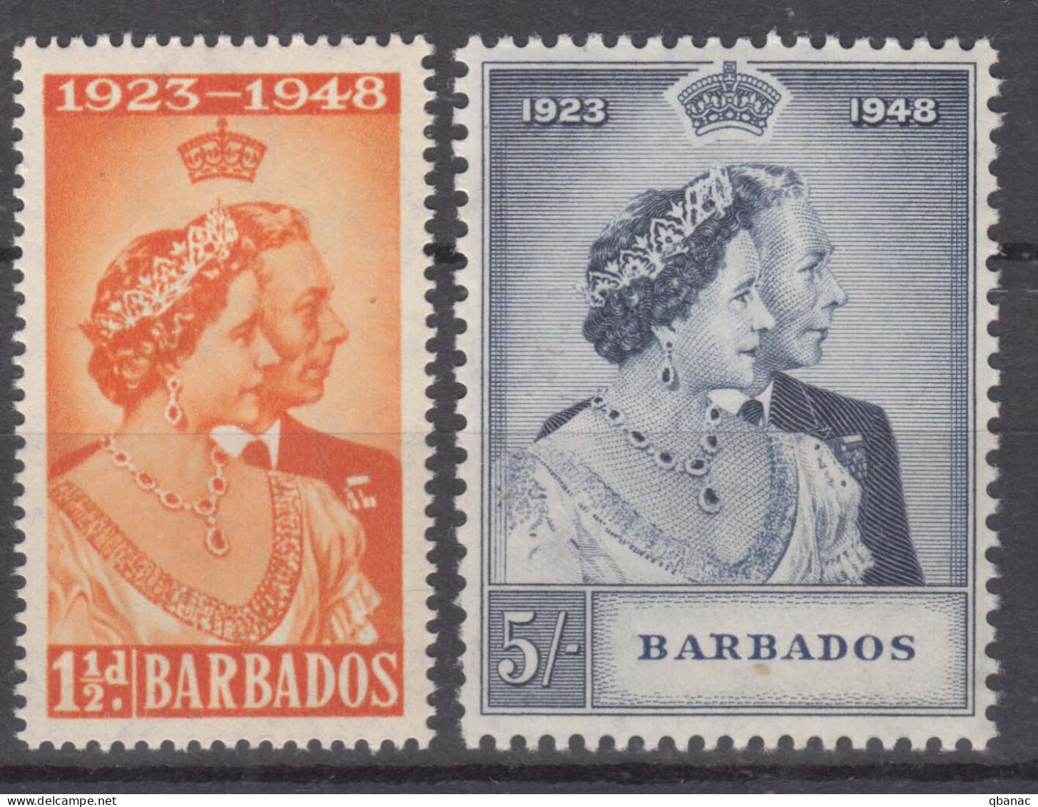 Barbados 1948 Royal Silver Wedding Jubilee, Mint Never Hinged - Barbados (...-1966)