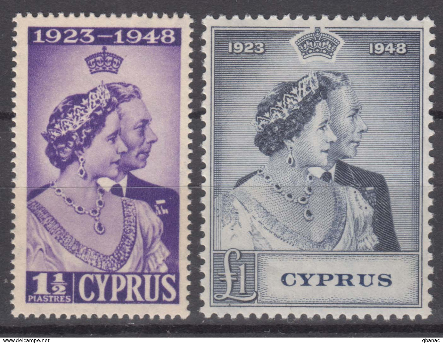 Cyprus 1948 Royal Silver Wedding Jubilee, Mint Never Hinged - Cyprus (...-1960)