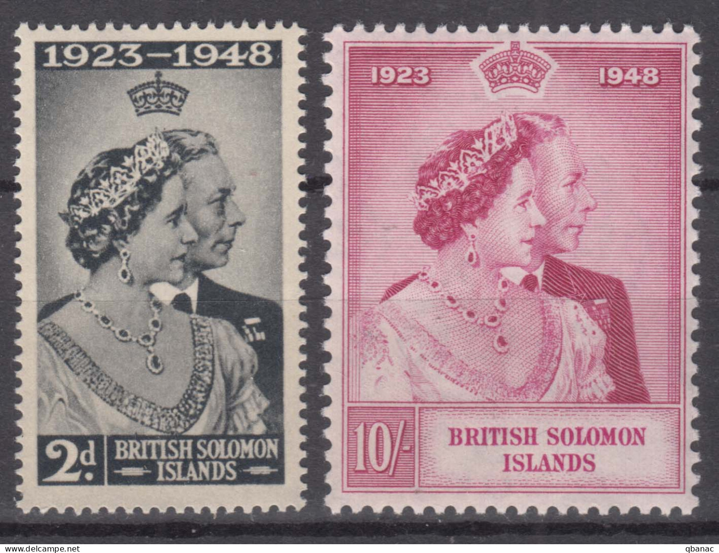 British Solomon Islands 1948 Royal Silver Wedding Jubilee, Mint Never Hinged - Salomonseilanden (...-1978)