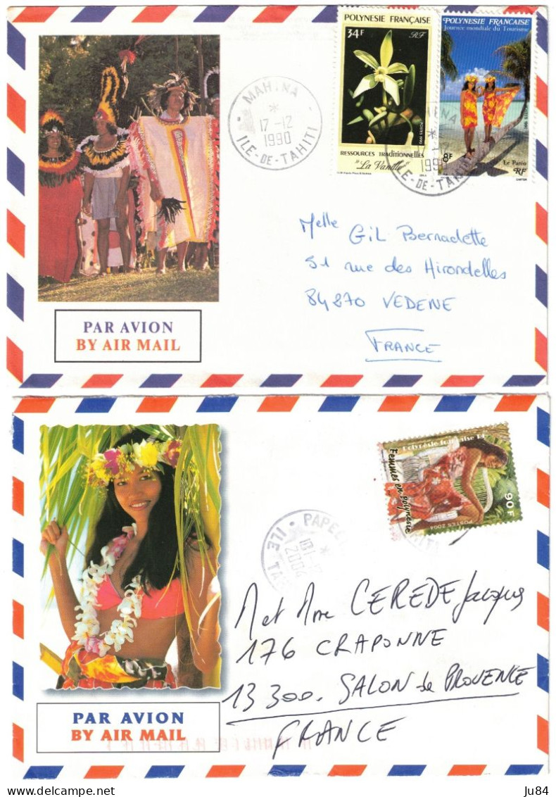 Ile De Tahiti - Papeete - Mahina - 2 Lettres Avion Pour La France - 1990 - 2004 - Tahití