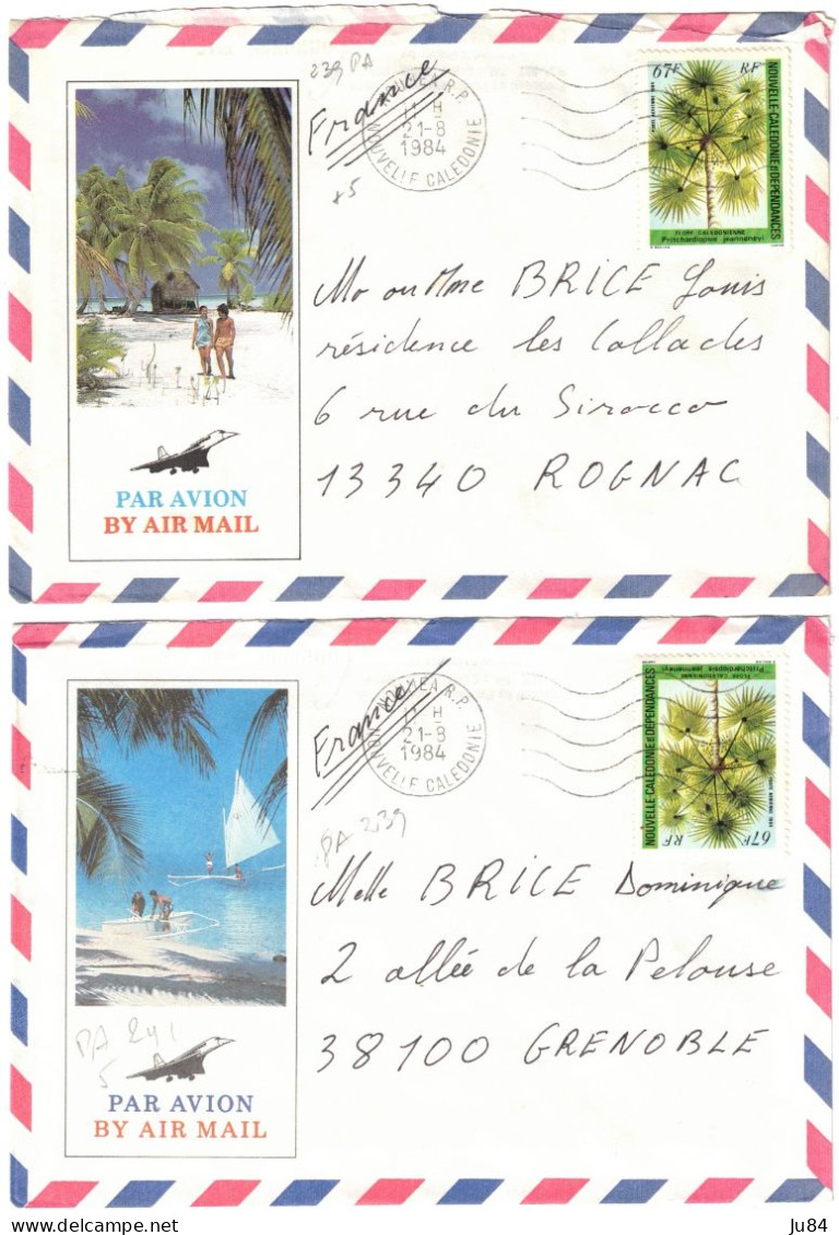 Nouvelle Calédonie - Nouméa R.P. - 2 Lettres Avion Pour La France - 21 Août 1984 - Covers & Documents