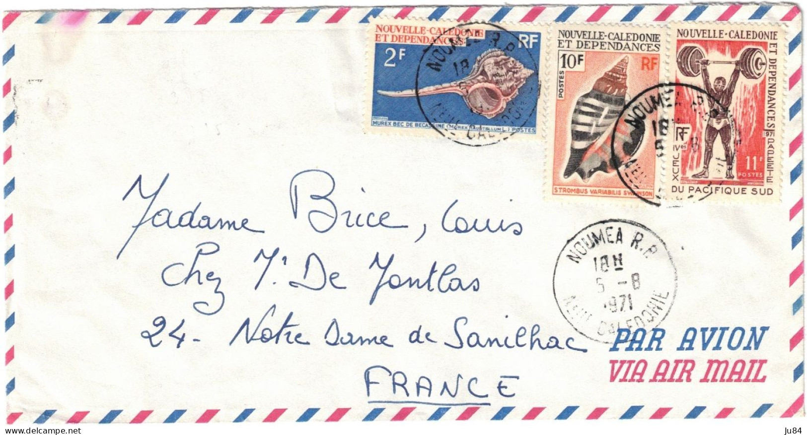 Nouvelle Calédonie - Nouméa R.P. - Lettre Avion Pour La France - 5 Août 1971 - Briefe U. Dokumente